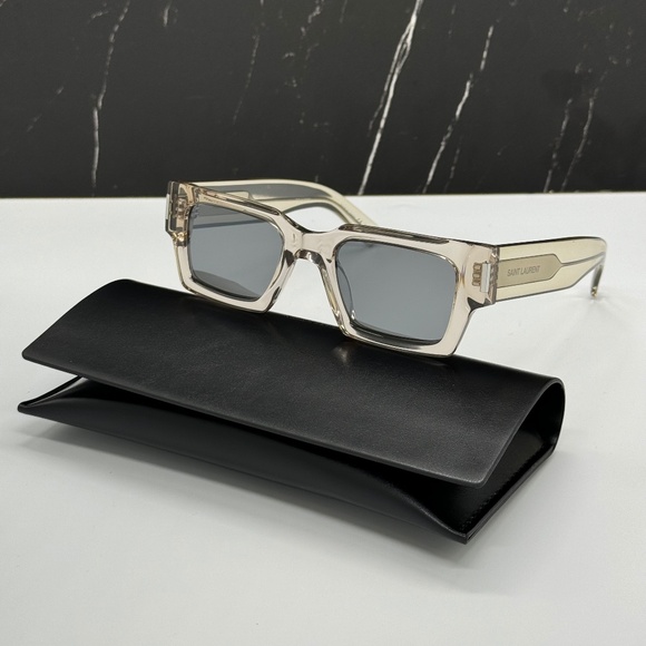 NEW SL572 003 SAINT LAURENT BEIGE GREY SL 572 003 SQUARE UNISEX SUNGLASSES - Picture 2 of 10